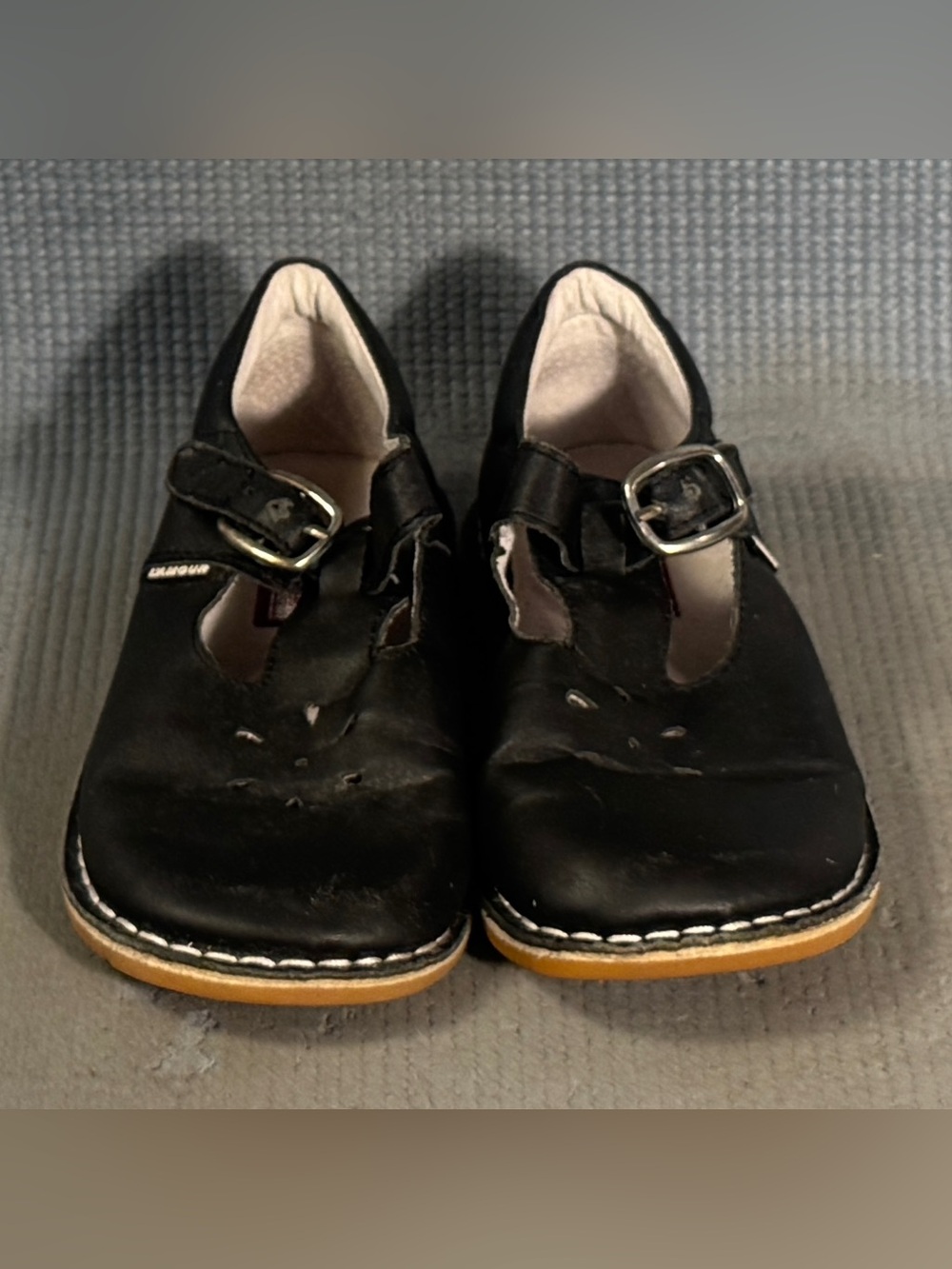 L'Amour Black Leather T-Strap Mary Jane Slip On Shoes Kid’s Size 13C - Picture 3 of 10
